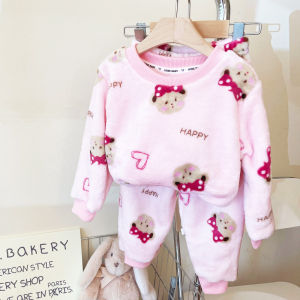 Bộ Đồ Ngủ Lông Cừu Dày Cho Trẻ Em Bộ Đồ Mặc Nhà Mùa Đông Ấm Áp Cho Bé Trai Và Bé Gái