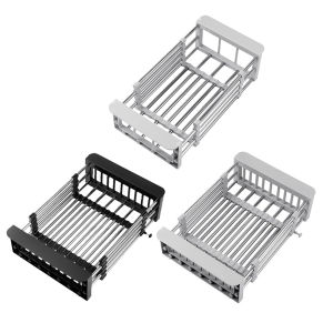 【New Arrival】 Stainless Steel Sink Drain Dish Rack Adjustable Tableware Drain Basket Scalable Dish Drainer Rack Scratch Proof for Home Accessories