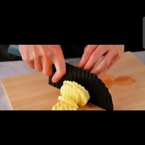 Pisau Pemotong Kentang Gelombang Stainless & Pisau Zigzag Kentang Timun Wortel
