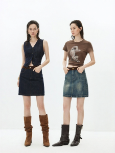 ONLY | Layered Design Corduroy High Waist A-Line Skirt