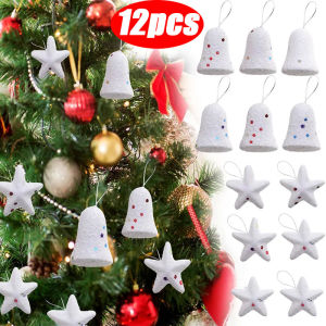 ต้นคริสต์มาสรูประฆังโฟมสีขาว 6/12 ชิ้น ประดับแขวน คริสต์มาสงาน ด้วยกริ๊งระฆังดาวงานฝีมือปาร์ตี้ วันเกิดของ ใช้บ้าน