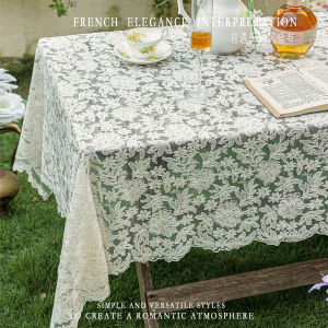 Vải Trải Bàn Kiểu Pháp Lãng Mạn Thêu Ren Rỗng Kiểu Châu Âu Trang Trí Nhà Hàng Ngày Hình Chữ Nhật Chống Bụi
