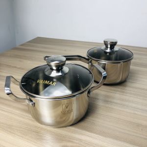 Single Handle 201 Stainless Steel Composite Bottom Soup Pot Noodle Boiling Pot Small Tom Yum Goong Deep Fry Pan Kitchen Utensils