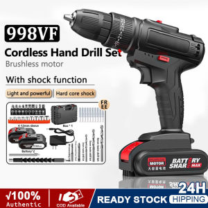 Cordless Drill 998VF Rechargeable Battery Electric Drill 2 Speed Hand Drill Impact Screwdriver Hammer Drill Bits with Light