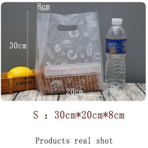 Plastic Bag with Handle for Cake Pastry Meal Box Shopping Supermarket Takeaway Food Packaging Fruit Garbage Container Bento