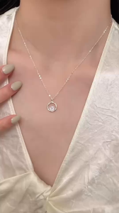 GLAMOR✨สร้อยเงิน Sincerity จี้เงินแท้ สร้อยคอเซอร์โคเนียวงกลม Moubis สร้อยคอแฟชั่น สร้อยเพชร