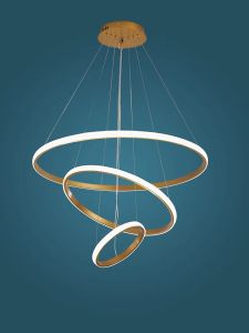 Simple Modern LED Pendant Chandelier High Brightness Decor Ornament for Living Room Dining Room Bedroom Adjustable Hanging Lamp Modern Aluminum Circle Rings Chandelier LED White&Black&Gold Lustre For Living Dining Room Circular luminaria Chandelier