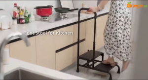 2-Step Stool With Handle Adjustable Non-Slip Platform Stable Safety Step Ladder For Bedroom Kitchen