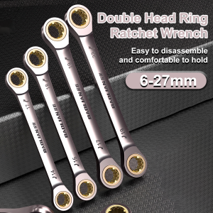 1PC Double Head Ring Ratchet Wrench 6-27mm Dual-use Fast Plum Blossom Ratchet Spanner for Bicycle Motorcycle Car Repair Tools