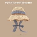 Sweet Lace Straw Women Handwoven Summer Sun Protection Travel Large Brim Beach Sunshade Hat Casual Style round Top. 