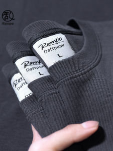 Heavyweight 300g Mens Short Sleeve T-Shirt in Deep Grey round Neck Pure Color American Style Ameikaji Trendy Brand Casual Tee