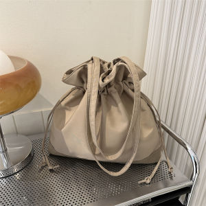 INS Japanese Lazy Style Minimalist Nylon Cloth Big Bag Female 2023 New Arrival Tide K-style Casual Fashion Bucket Bag