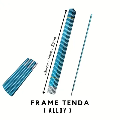 Frame Tenda Aluminium Alloy 7.9mm 52cm Biru Tiang Tenda Camping Ringan Kuat Anti Karat