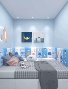 34x68cm 3D Three-Dimensional Soft Bedside Wall Sticker Cushion Children's Room Decorative Wallboard Self-Adhesive Foam Headboard Sticker Baby Bedroom Nursery Cartoon Design Anti-Collision Wallboard
