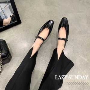 Sheii French Girl Style Flat Mary Jane Shoes Buckle V-Notch Ballet Flats Comfortable Casual Fashion Womens Footwear