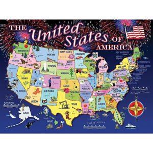 United States Map 500/1000/1200/2000PCS Art Jigsaw Puzzles Brain Training Challenging Educational Toys for Adults Kids