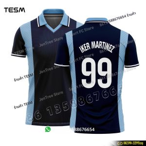 เสื้อโปโลฤดูร้อน TESM สำหรับผู้ชาย เสื้อยืดคอวีทรงสปอร์ตแฟชั่นสตรีท แขนสั้น พิมพ์ลาย 3 มิติ HD