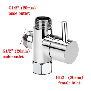 G1/2 inch three-way diverter valve T-type adapter converter brass valve water diverter for bathroom shower faucet head