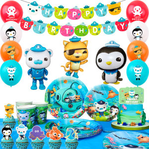 hot toys | Bộ Đồ Dùng Tiệc Sinh Nhật Octonauts 114 Món - Đồ Trang Trí Bàn Ăn Dùng Một Lần Bao Gồm Đĩa Cốc Băng Rôn Bóng Bay Cho Bữa Tiệc Trẻ Em