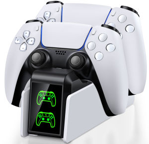 DinoFire Charging Station for PS5 Controller - Dual Fast Charger Dock for 2 DualSense Controllers Type-C Gaming Accessories