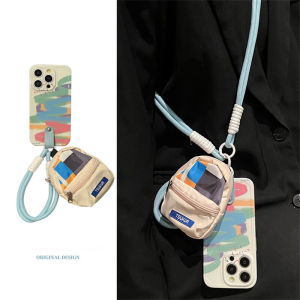 Artistic Watercolor Collision Color Silicone Phone Case with Diagonal Hanging Rope Anti-Fall Protection for VIVOS18Pro S30/S19/S20 S17 S16E/S15 S12/S10 S9/S7