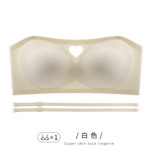 U-Shaped Beauty Back Underwear Womens Strapless Tube Top Non-Slip Push up Small Breast Size Exaggerating Bra Open Back Bra Invisible Chest Wrap Summer