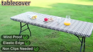 Rectangular tablecloth and washable reusable elastic table cover printed polyester tablecloth folding tablecloth outdoor picnic camping