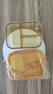 HIGH BOROSILICATE GLASS COMPARTMENT LUNCH BOX MICROWAVE DISHWASHER USABLE FOOD FRUIT STORAGE BOX FOR OFFICE WORKERS