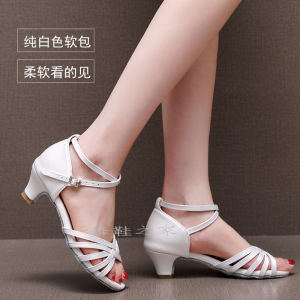 Latin Dance Shoes Womens Adult Summer Soft Bottom mid Low High Heel Professional Childrens White Kids Dancing Shoes New Model Beginner