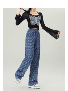 กางเกงลำลองผู้หญิงเอวสูงสไตล์อเมริกัน LARRMAIN กางเกงขายาวทรงตรง ทรงหลวม สวมใส่สบาย ฤดูใบไม้ร่วง 2025