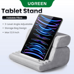 UGREEN Tablet Pillow Stand for Lap Soft Tablet Stand Holder Bed with 3 Viewing Angles Adjustable Pillow Holder Compatible with iPad Pro 9.7 10.5 11 12.9 Air Mini 5 4 3 2 E-Reader Grey