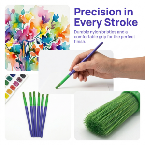 3/6/10Pcs Color Paint Brushes Thick Grip Nylon Hair for Acrylic Watercolor Non-Shedding DIY Art Supplies