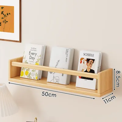 evesigar | Solid Wood Wall Mounted Book Magazine Rack Shelving Organizer