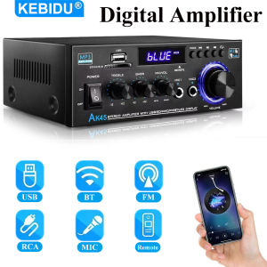 Kebidumei | KEBIDU AK45 Bluetooth Audio Amplifier HiFi Digital Amplifier MP3 Player Channel 2.0 80W Power AMP Stereo For Home Car Karaoke