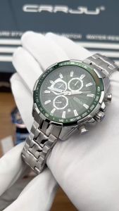 CRRJU Jam Tangan Pria Anti Air Terbaru 2023 Keren Kronograf Mewah Dari Baja Tahan Karat Tangan bercahaya dengan tanggal 2305