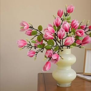 Artificial Flowers Silk Magnolia Bouquet Diy Movie Props Wedding Bridal Bouquets Table Vase Home Outdoor Garden Atmosphere Decor