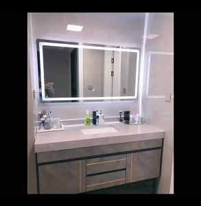 【40/50/60cm】Bathroom LED Mirror with light Decorative Wall Mounted Rectangle Frameless Front Lighting Smart Bathroom Dresser Beauty Makeup Mirror Time Temperature Display Tri-color
