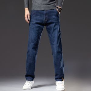 ROMON | Blue Casual Straight Leg Mens Denim Jeans Romon Brand American Retro Style Loose Fit Autumn New Fashion City Youth Cotton Blend