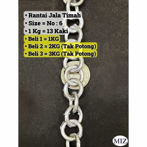 Rantai Timah Jala 1KG Size No:6 Rantai Timah Jala Udang Jala Ikan Rantai Laut Lead Chain Rantai Baru