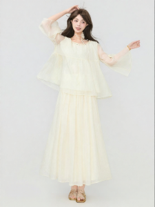 KEIKO | Lyocell Textured Transparent Shirt Set