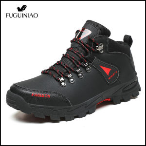 รองเท้าปีนเขาผู้ชายใหม่รองเท้าปีนเขาหนังวัวกลางแจ้งระบายอากาศได้ดีรองเท้าปีนเขาเชือกรองเท้ากีฬาภูเขา Gratis Ongkir กันน้ำ