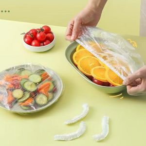 350/500Pcs Disposable Elastic Plastic Food Covers Shower Cap Style Storage Bags for Fruit And Kitchen Organizer Cling Film