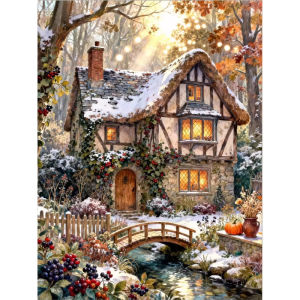 Jigsaw Puzzle 500/1000/1200/2000PCS Beautiful Forest Cabin Seasonal Scene Mindful Game Stress Relief Decor Gift