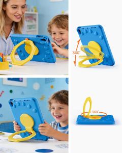 Kids Case for iPad (A16) 11th/10th Generation (2025/2022) with 360 Degree Rotating Handle Stand Shockproof Lightweight Tablet Cover with Pencil Holder