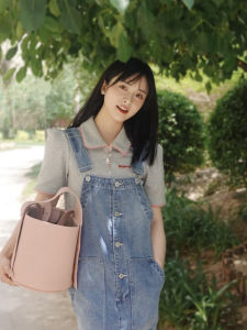 Star Shen Yue Same Style 2024 Summer New Arrival Retro Contrast Color Lace Polo Collar Short Sleeve T-shirt Womens Short Tops