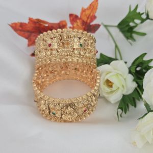 กำไลอินเดีย ลายพระแม่ลักษมี 2วง/1คู่ งานทองเหลือง กำไลงางเปิดได้ สินค้าพร้อมจัดส่ง