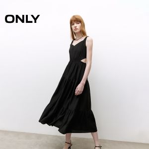 ONLY | Elegant French High-waisted Black-white Long Dress