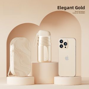 Portable Folding Sunshade Umbrella Womens Card Style UV Protection Rain And Sun Dual Purpose Lightweight Compact Pocket Six Fold