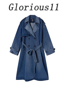 เสื้อแจ็คเก็ตยีนส์ทรงหลวมสไตล์เกาหลีสำหรับผู้หญิงฤดูใบไม้ร่วงปี 2025 เสื้อคลุมยาวทรงหลวมสไตล์ย้อนยุคลำลองพร้อมกระเป๋าและกระดุมสองแถว