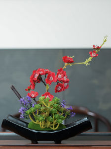 New Chinese Style Artificial Plum Blossom Flower Art Set Home Living Room Tea Table Desktop Decoration Silk Flower Ornament